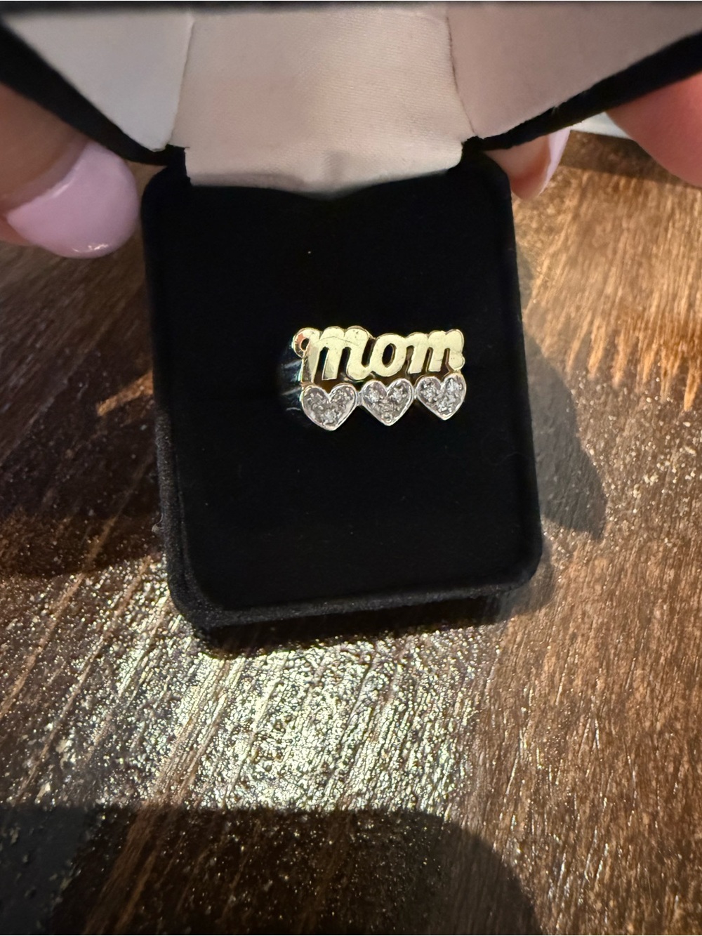 14K Gold MOM Diamond Heart Ring